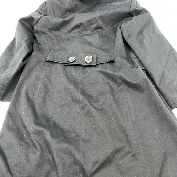 Pendleton Womens Black Trench Size 4 Cotton Polka Dot Lining and Collar Pockets - Picture 6 of 6